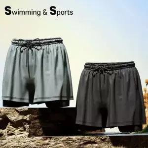 [하프클럽/]남성용 2in1 이중 수영복 반바지 남자수영반바지