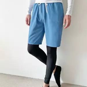 [하프클럽/]남자 래쉬가드 반바지 레깅스 세트 수영복 팬츠 블루