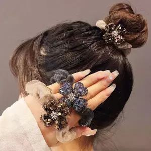 [하프클럽/]세트 헤어 2개 곱창 밴드 똥 당고 큐빅 머리끈 곱창머리끈 비즈