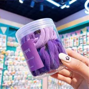 [하프클럽/]단발 긴 머리 여자 50P 퍼플 머리예쁘게묶기 대용량머리끈 끈 헤