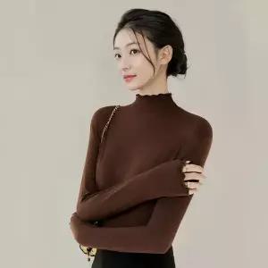 [골드스마일]여자 피치기모 반목티 긴팔 티셔츠 목티 반폴라티