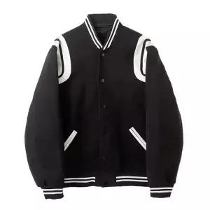 [골드스마일]남성 블랙 오버핏 간절기 가을 스타디움 바시티 자켓