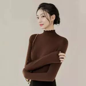 여자 피치기모 반목티 긴팔 티셔츠 목티 반폴라티