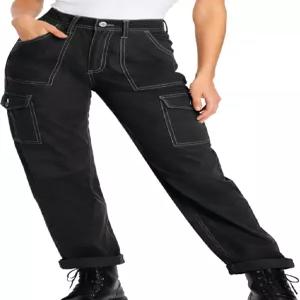 디키스 여성 카고 팬츠 - 스니키 핏 하이 라이즈 캐주얼 카펜터 작업 바지 수갑 밑단 및 유틸리티 포켓