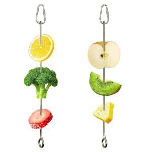 2pcs 새 꼬치 먹이 홀더 앵무새 작은 중간) 걸이 동물 케이지 스틱 꼬치, 찾기 스틸 10인치) / 홀더(26cm (앵무새 야채 피더 스테인리스