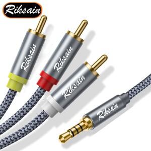 3.5mm to 3 RCA 오디오 비디오 케이블  RCA(수) 어댑터  스테레오 AUX 코드  태블릿 스피커  홈시어터  DVD