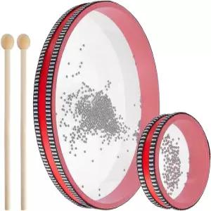 OLYCRAFT 2Pcs 오션 드럼 우드 스틱 4/10인치 웨이브 비드 바다 사운드 음악 타악기 가정용품용 레드