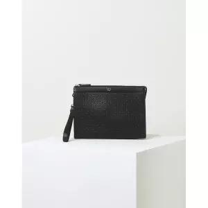 [롯데백화점]닥스 액세서리 LL[REGENT]블랙 음각패턴 소가죽 미디움 클러치백 DBBA4E481