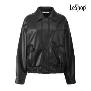 [르샵] 루즈핏 페이크 레더 더블 클로징 자켓 (BQ3JK003A)