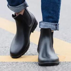 [옷자락]남자 검정 투컬러 갈색 첼시 워터프루프 레인부츠