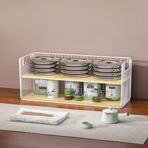식탁 정리함 양념 수납함 선반 화이트 2단메쉬 소형