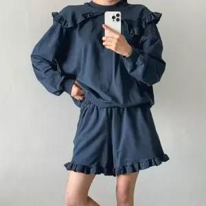 [옷자락]여자 러블리 세일러 박시 맨투맨 프릴반바지 면 세트