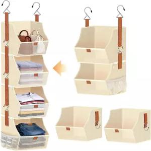 패브릭 4 티어 걸이 옷장 정리함 헤비 듀티 베이지 선반 보관 수건 옷 스웨터 청바지 가방 침실 기숙사 RV