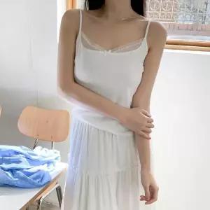 [하프클럽/]여자 땡땡이 내의 레이스 슬림 끈나시