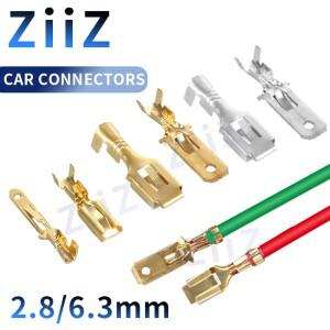 50/200 Pcs 2.8/6.3mm 자동차 압착 단자 남성 스페이드 커넥터 황동 핀 ZiiZ 스플 라이스 와이어 터미널 DJ