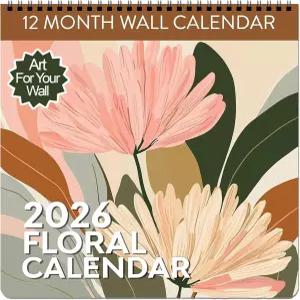 2026년 플로럴 아트 캘린더 모던 데코 플라워 월 보호의 집을 위한 우아한 에스테틱 행잉 플래너로 빈티지
