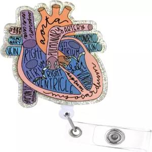 정맥 절제술 심장 배지 릴 간호사 간호사용 ID 클립과 함께 접을 수 있는 재미있는 심장학 이름 태그 카드