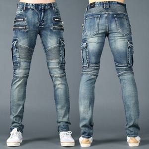 제이로드 CK5136 슬림 일자 스판 오토바이 라이더 카고바지 빅사이즈 남자청바지 작업복 빈티지