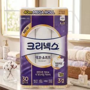 크리넥스 데코앤소프트 화장지 3겹 30롤 40m