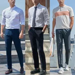 엠필 남성 여름 쿨에어 스판히든밴딩 정장팬츠(30-38사이즈) 3종세트