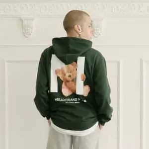 [네스파][당일발송/빅사이즈] 헬로베어 오버핏 후드티 후드 티셔츠 커플 빅사이즈 남녀공용 SID_0026 (7C