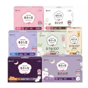 좋은느낌 생리대 소형 중형 대형 오버나이트 팬티라이너 / 울트라 맥시슬림 유기농 좋은순면