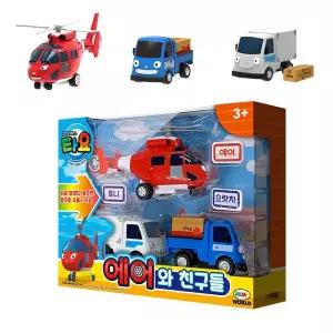 타요 에어와 친구들 3종 꼬마버스 미니카 자동차 헬기 에어 토니 으랏차 캐릭터 만화 선물