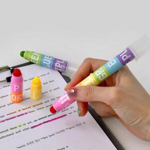 블럭 고체 형광펜 6컬러 하이라이터 데코펜 초등 학생 어린이 새학기 필기구 단체 선물