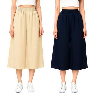 제니유 여성 여름 린넨 마 8부 와이드 밴딩 팬츠 치마 바지
