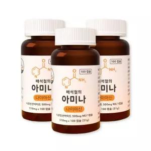 니코틴산아미드 배석철의아미나 비타민B3 500mg 100캡슐 3개
