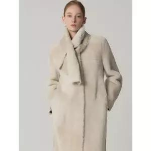 [하프클럽/르오트]프리미엄 양모+양가죽100 블락 리버시블 롱 리얼무스탕코트