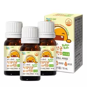 뉴트리디데이 베이비앤키즈 생유산균 비타민D 이지드롭 10ml×3개 조카건강