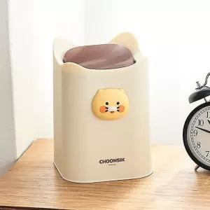 춘식이 탁상 입체 스윙 휴지통가정용 쓰레기통 뚜껑 사무실