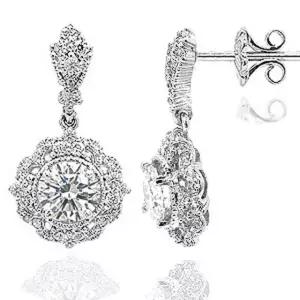 IGI GIA 5부 랩 그로운 다이아몬드 다이아 귀걸이 웨딩 바로크