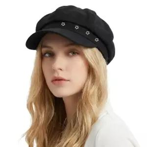 BUDUBIBI Newsboy 여성용 모자, 프렌치 8패널 별 팔각형 캡 조절 가능한 단색 선바이저 캐비 베이커 보이
