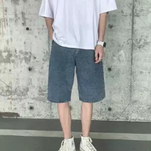 남자 청 반바지 데님 버뮤다 팬츠 와이드 밴딩 봄 여름 휴양지 휴가 여행 데일리 중학생