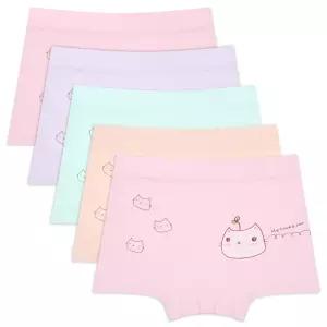 주니어 여아 고양이 패턴 사각팬티 5매세트