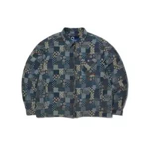 매장정품 PENFIELD 워시드 패턴 집업 셔츠 인디고_FS1WJ08U