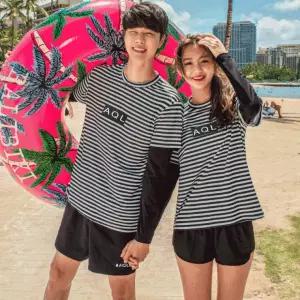 블랙라벨 래쉬가드 세트 휴양지룩 캡내장 호캉스 여름휴가 커플 래쉬가드 복 반팔 수영 비치웨어