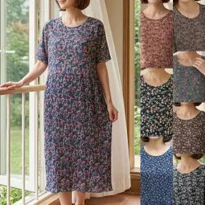 [엄마옷 로즈맘] 화음꽃주름홈웨어원피스