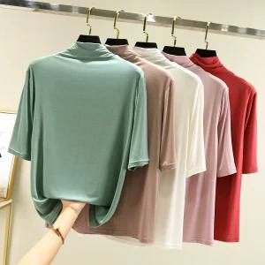 중년 빅사이즈 여성 목티 핑크 여름 편한 이너 얇은