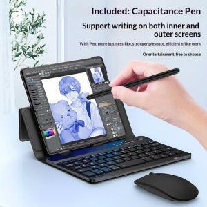 삼성 갤럭시 Z 폴드 7 6 5 4 3 2 화웨이 샤오미 아너 가죽 스탠드 키보드 케이스 무선 펜 마우스 하드 커버