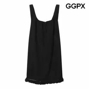 [GGPX] 스트링넥 밑단 펀칭 프릴 미니 원피스 (GQ4OP008F)