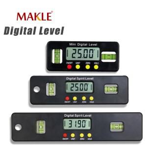 MAKLE 100mm 디지털 각도기 측정기 경사계 전자 레벨 자기 바닥 버블 도구