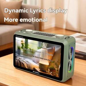 SANSUI K116 80W 고출력 블루투스 스피커 14.1인치 고화질 터치스크린 비디오 노래방 듀얼 마이크 포함