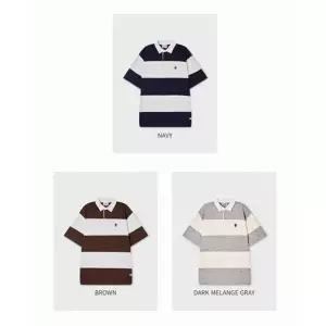 WHOAU 스티브 컬러블럭 카라 반팔티