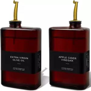 주방용 젤루리 다크 올리브 오일 디스펜서 병 11.8온스 차광 식용유 크루트 및 식초 세트 간장 용기 커피