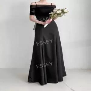 블랙 2부 드레스 새틴 스냅촬영 피로연 이브닝 브라이덜샤워 빅사이즈 연주회 웨딩드레스