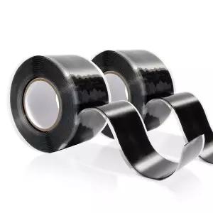 2롤 1IN X 10FT 그립 테이프 손잡이용 실리콘 낚싯대용 랩 라켓 막대 당김 없음 검은색