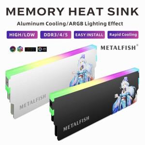 METALFISH DRAM 방열판 5V-3PIN ARGB DDR3 데스크탑 컴퓨터 PC 용 알루미늄 메모리 모듈 냉각 조끼